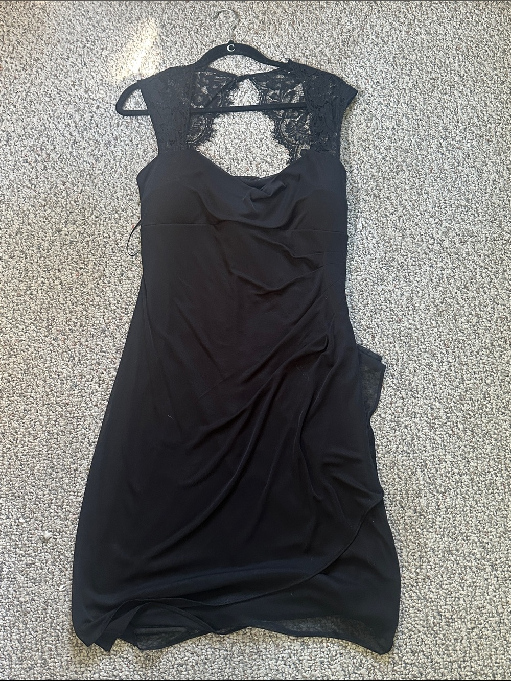 Black Lace Cap-Sleeve Midi Dress